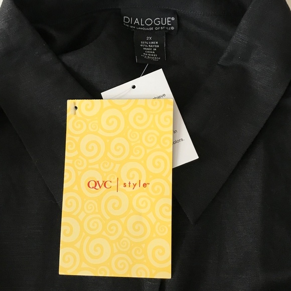 DIALOGUE Linen Rayon Tunic Button Down Blouse Black Women’s Plus Size 2X NWT 3X - Picture 10 of 16